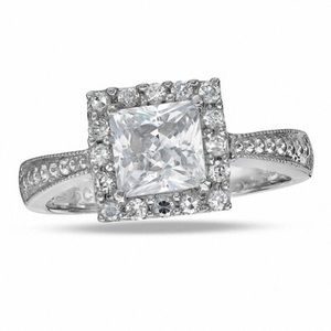 Princess Cut Cubic Zirconia Frame in .925 Ring